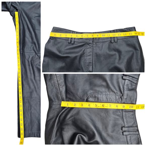 VTG Y2K Leather Pants Tommy Hilfiger Size 10 Black Straight Leg Vintage Piece - Picture 8 of 11